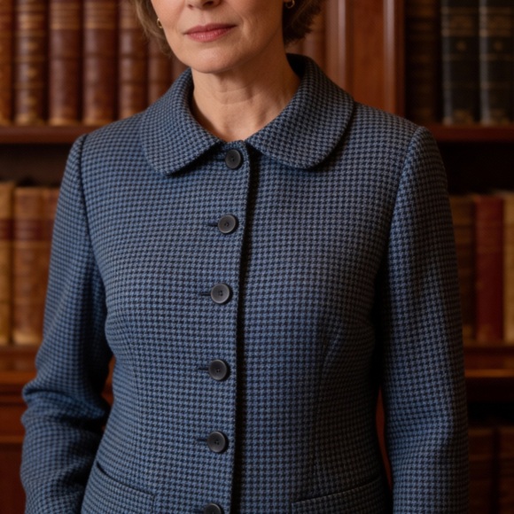 ELIZABETH MARCH • Vintage Houndstooth Wool Pure Cashmere Jacket - Picture 4 of 11